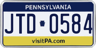 PA license plate JTD0584