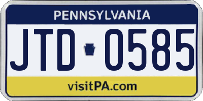 PA license plate JTD0585