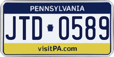 PA license plate JTD0589