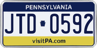 PA license plate JTD0592