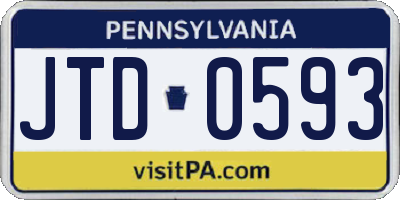 PA license plate JTD0593