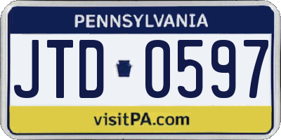 PA license plate JTD0597