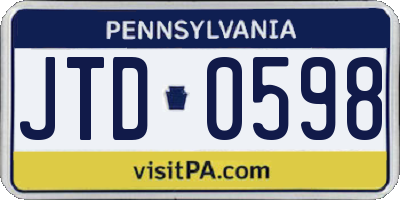PA license plate JTD0598