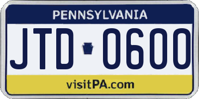PA license plate JTD0600