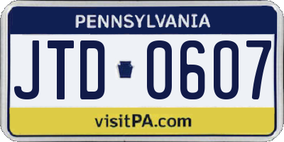 PA license plate JTD0607