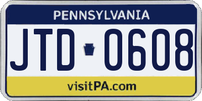 PA license plate JTD0608