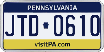 PA license plate JTD0610