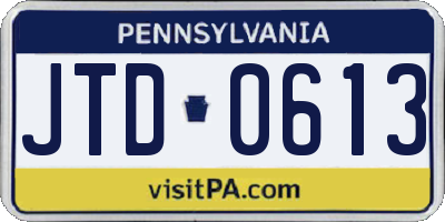 PA license plate JTD0613