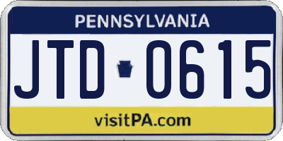 PA license plate JTD0615