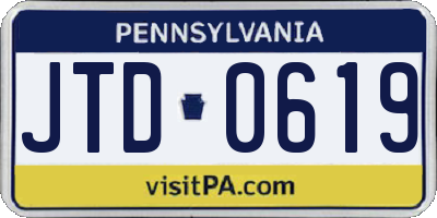 PA license plate JTD0619