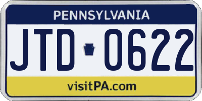 PA license plate JTD0622