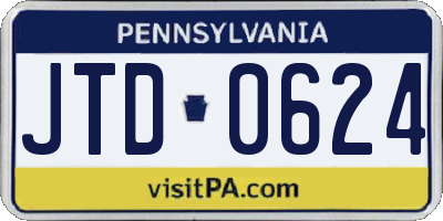 PA license plate JTD0624