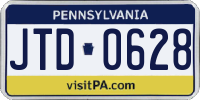 PA license plate JTD0628
