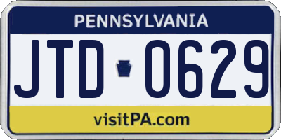 PA license plate JTD0629