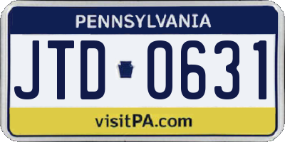 PA license plate JTD0631