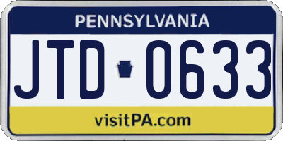 PA license plate JTD0633
