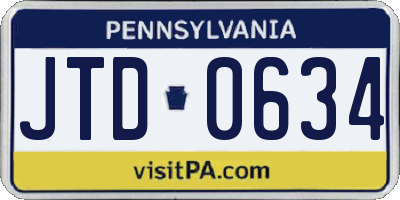 PA license plate JTD0634