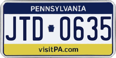 PA license plate JTD0635
