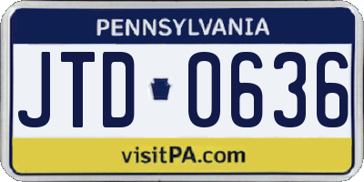 PA license plate JTD0636
