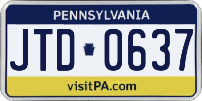 PA license plate JTD0637