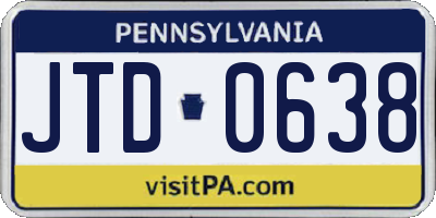 PA license plate JTD0638
