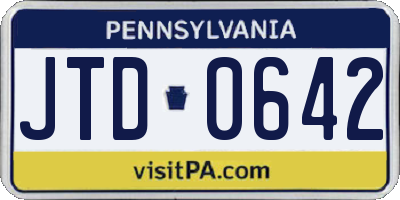 PA license plate JTD0642
