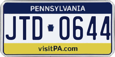 PA license plate JTD0644