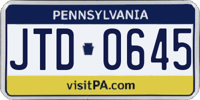 PA license plate JTD0645