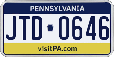 PA license plate JTD0646