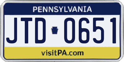 PA license plate JTD0651