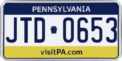 PA license plate JTD0653