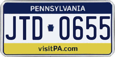 PA license plate JTD0655