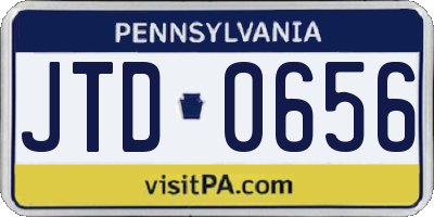 PA license plate JTD0656