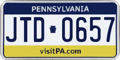 PA license plate JTD0657