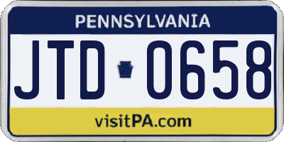 PA license plate JTD0658