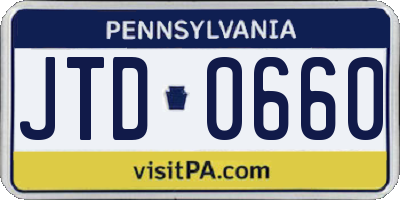 PA license plate JTD0660