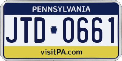 PA license plate JTD0661