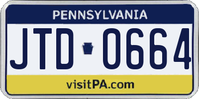 PA license plate JTD0664