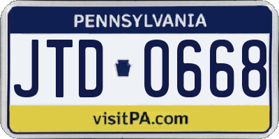 PA license plate JTD0668