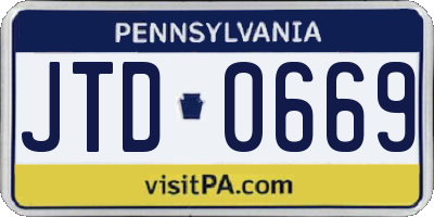 PA license plate JTD0669