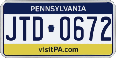 PA license plate JTD0672