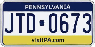 PA license plate JTD0673