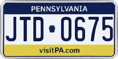 PA license plate JTD0675