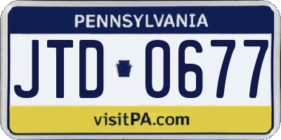 PA license plate JTD0677