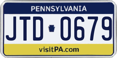 PA license plate JTD0679
