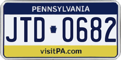 PA license plate JTD0682