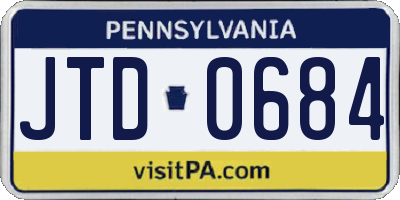 PA license plate JTD0684