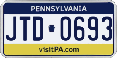 PA license plate JTD0693