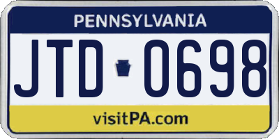 PA license plate JTD0698