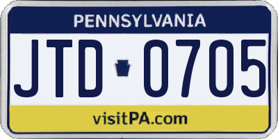PA license plate JTD0705